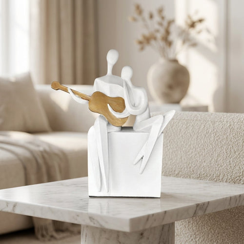 Melody of Love Ceramic Couple Figurine with Gold Guitar