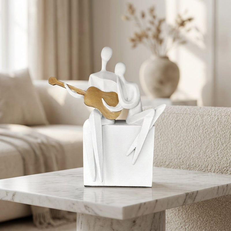 Melody of Love Ceramic Couple Figurine with Gold Guitar