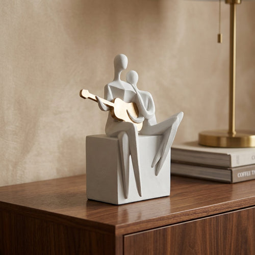 Melody of Love Ceramic Couple Figurine with Gold Guitar