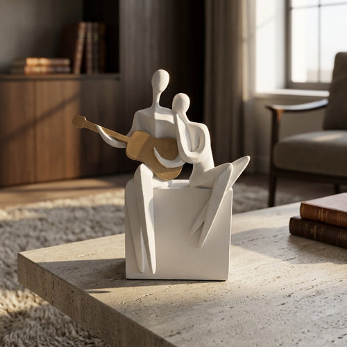 Melody of Love Ceramic Couple Figurine with Gold Guitar