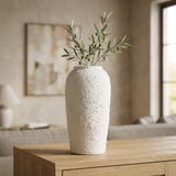 Elegant White Textured Ceramic Floor Vase