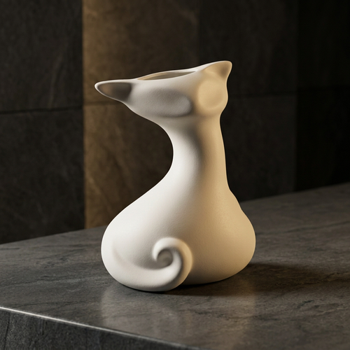 Artisan Abstract Cat Sculpture