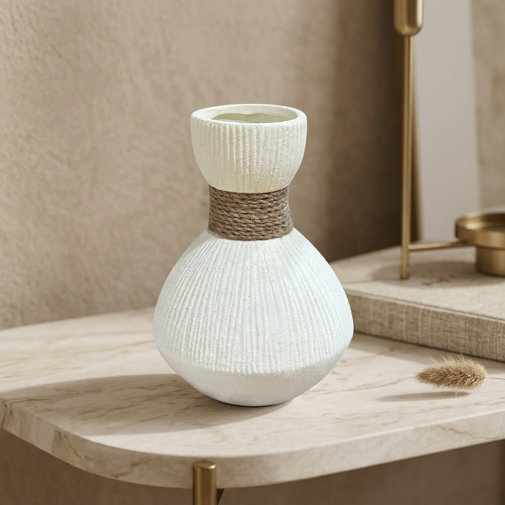 Bulb Textured Vase with Jute Detail