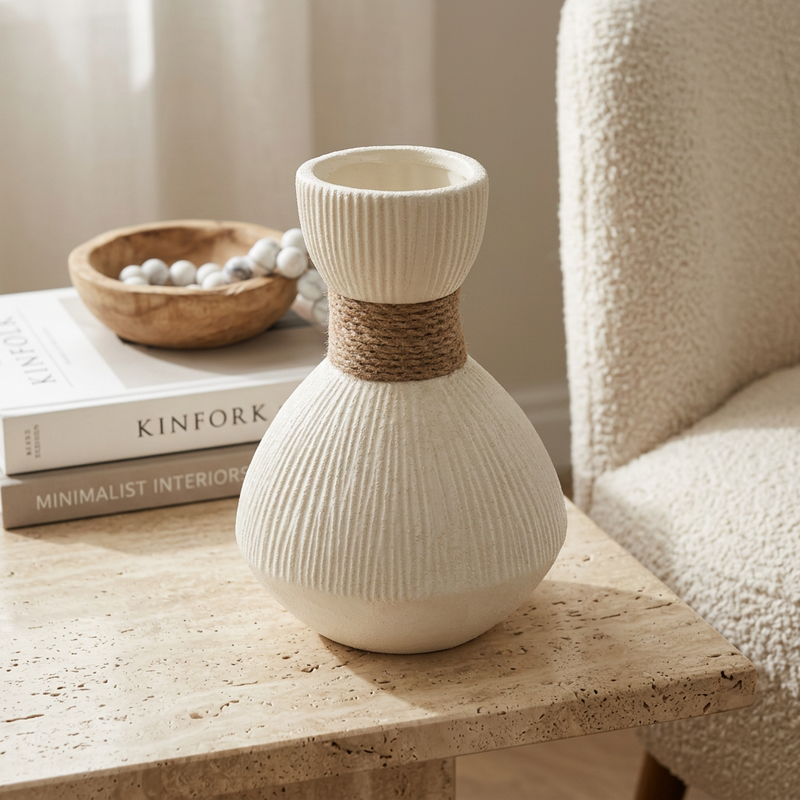 Bulb Textured Vase with Jute Detail