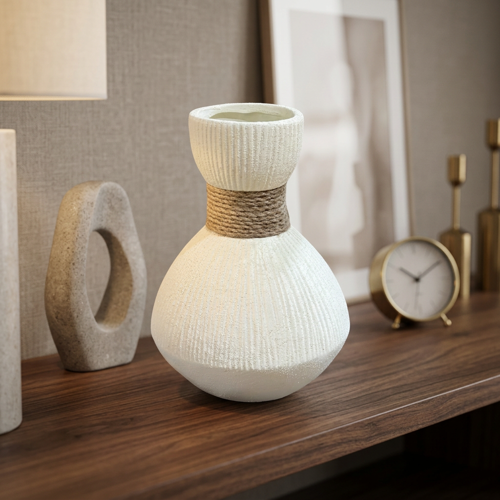 Bulb Textured Vase with Jute Detail