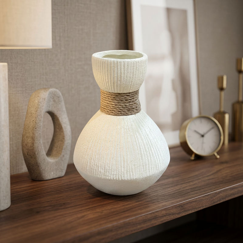 Bulb Textured Vase with Jute Detail