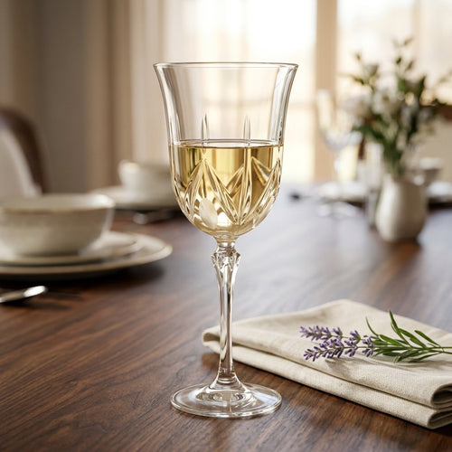 Elegant Botanical Engraved Design Wine Glass Set of 4