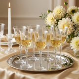 Elegant Botanical Engraved Design Wine Glass Set of 4