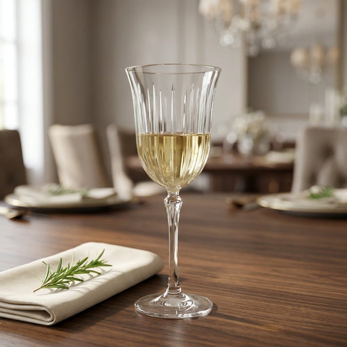 Italian Made Wine Glass with Vertical Fluted Detail