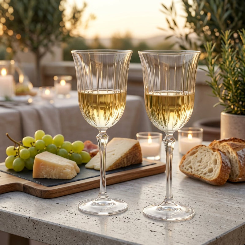 Italian Made Wine Glass with Vertical Detail Set of 4