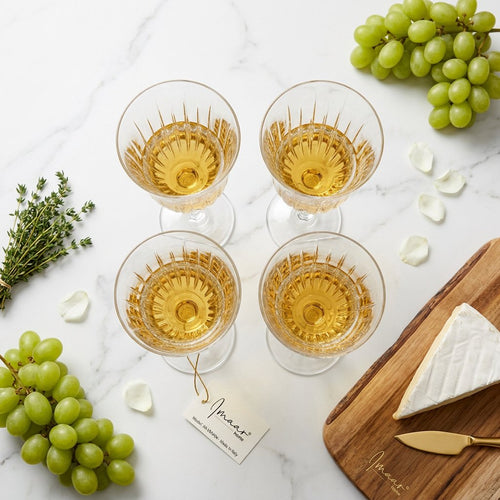 Italian Made Wine Glass with Vertical Fluted Detail