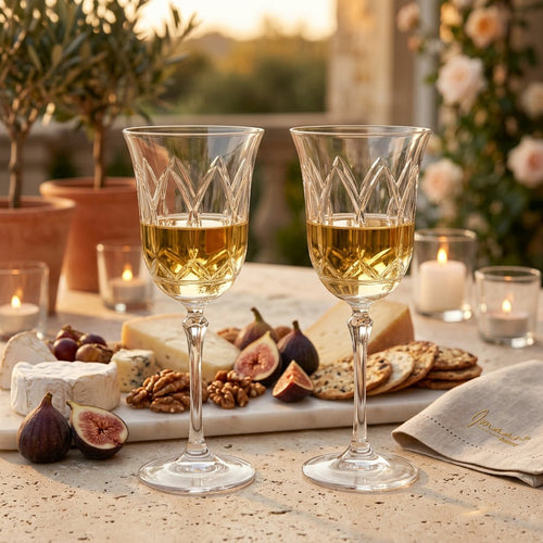 Italian Made Wine Glass Set with Arched Cathedral Set of 4