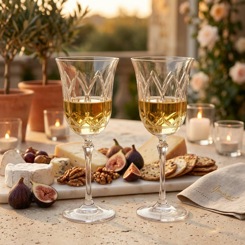 Italian Made Wine Glass Set with Arched Cathedral Set of 4