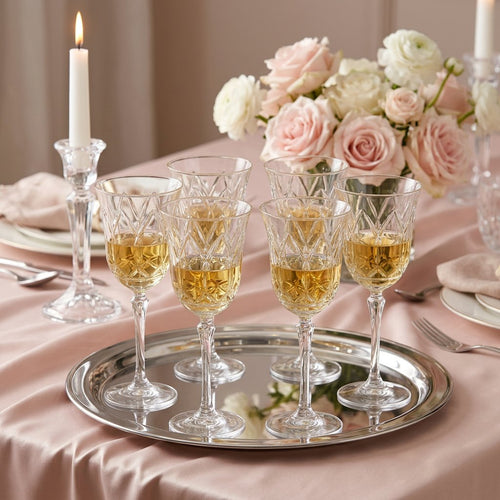 Italian Made Wine Glass Set with Arched Cathedral Set of 4
