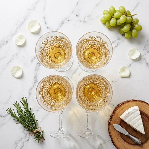 Italian Made Wine Glass Set with Arched Cathedral Set of 4