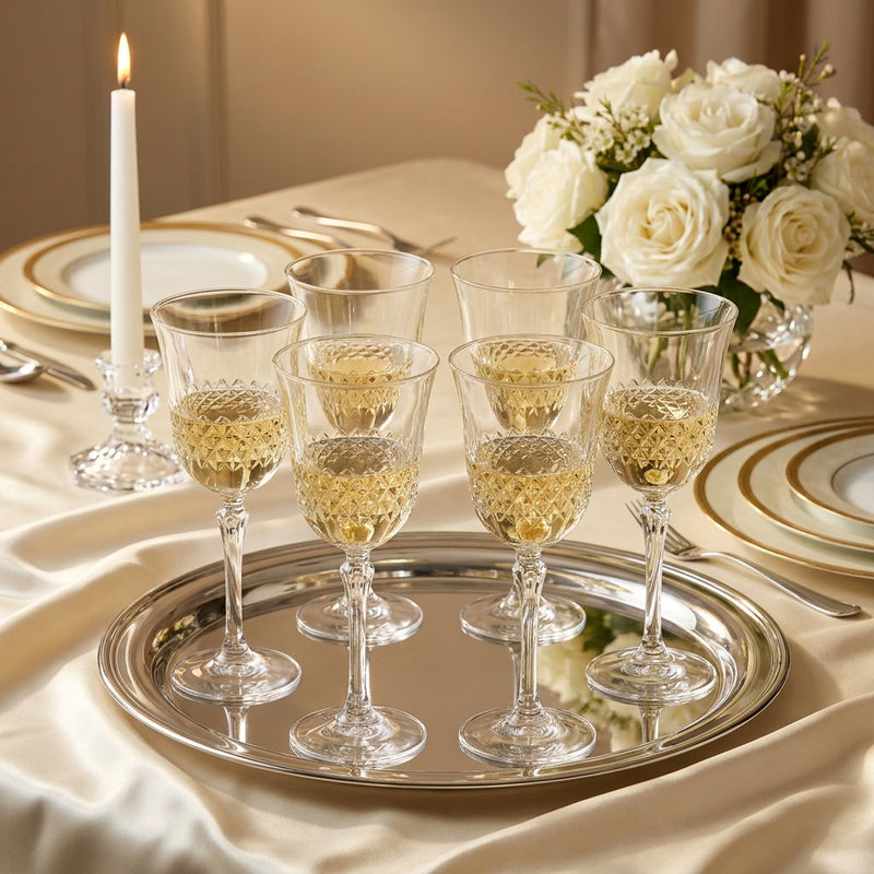 Luxury Italian Crystal Fine Dining Wine Glasses Set of 4