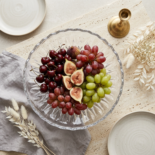 Elegant Glass Fruit Bowl with Pedestal Stand 12 Inch