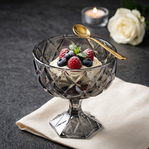 Elegant Silver Tinted Serving Fruit Bowl 7 Inch