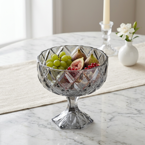 Elegant Silver Tinted Serving Fruit Bowl 7 Inch