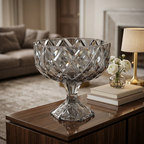 Elegant Silver Tinted Serving Fruit Bowl 7 Inch