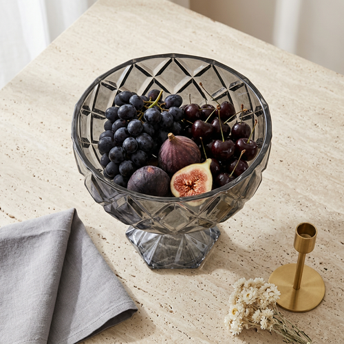 Elegant Silver Tinted Serving Fruit Bowl 7 Inch