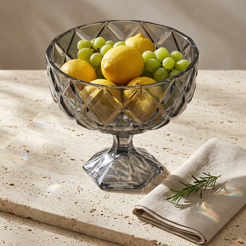 Elegant Silver Tinted Serving Fruit Bowl 7 Inch