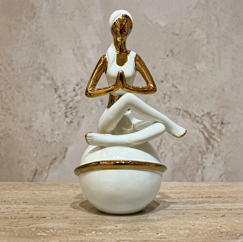 Modern Meditating Yoga Figure Sculpture