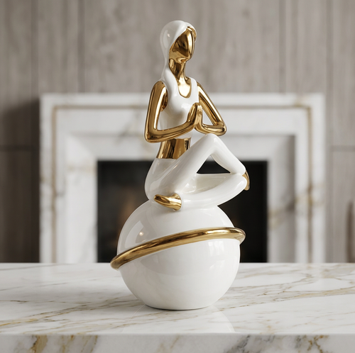 Modern Meditating Yoga Figure Sculpture