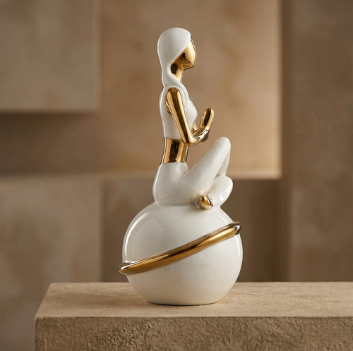 Modern Meditating Yoga Figure Sculpture